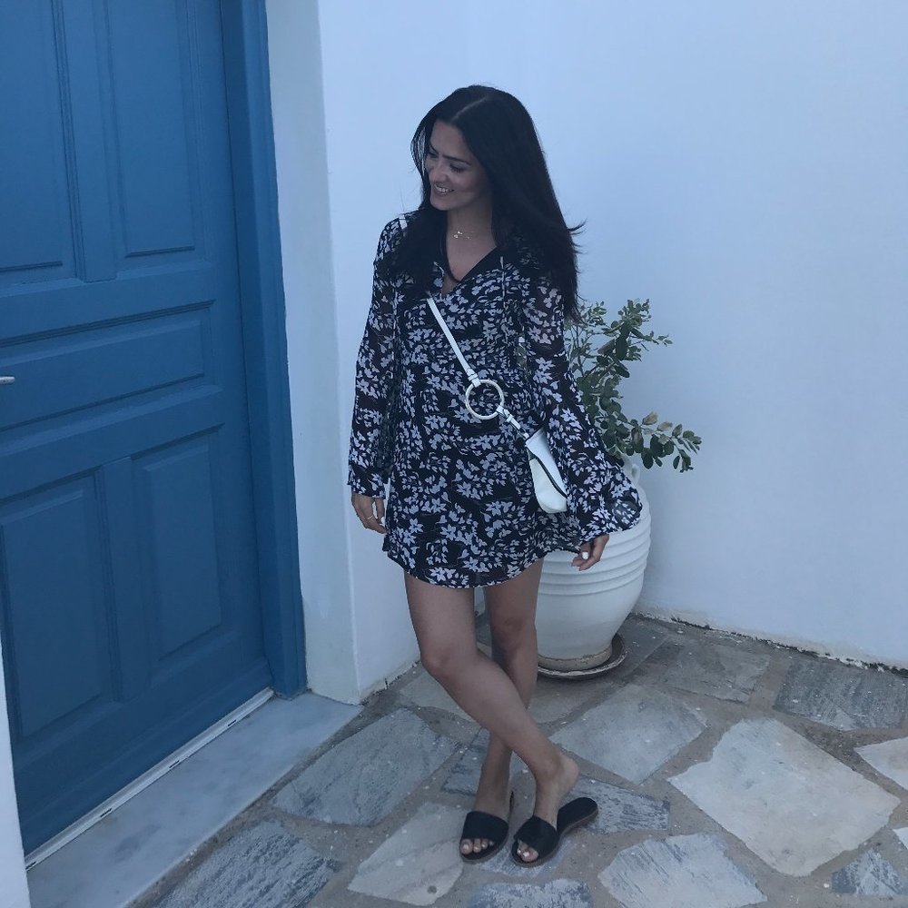 Black/Blue Floral Summer Dress - Picture 1 of 7
